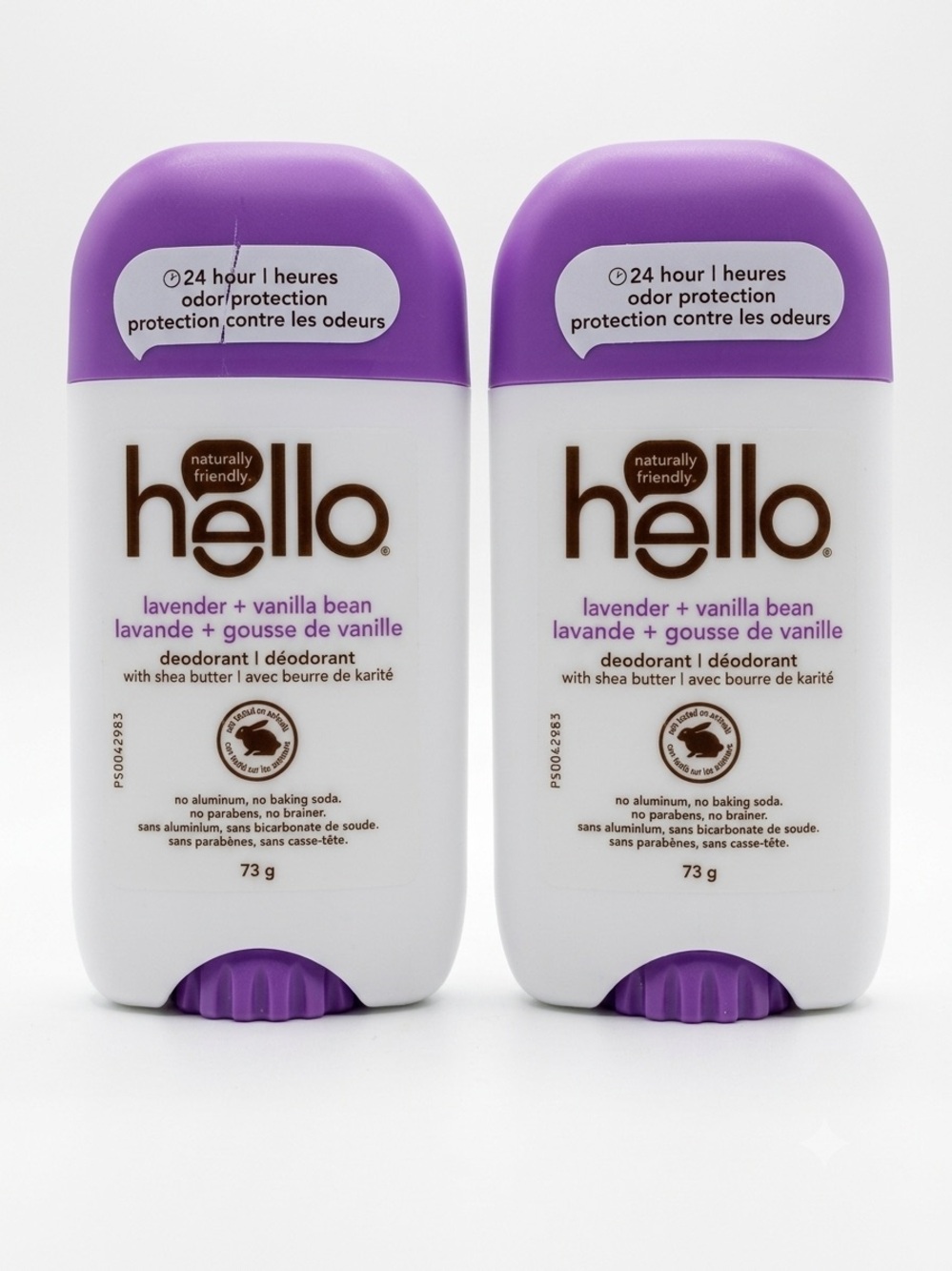 Hello Lavender Vanilla Bean Shea Butter Deodorant Stick Brand New Sealed x 2 Lot
